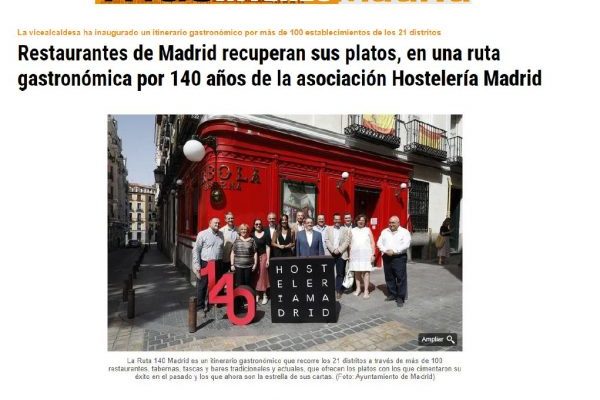 Restaurantes de Madrid recuperan sus platos, en una ruta gastronómica por 140 años de la asociación Hostelería Madrid 