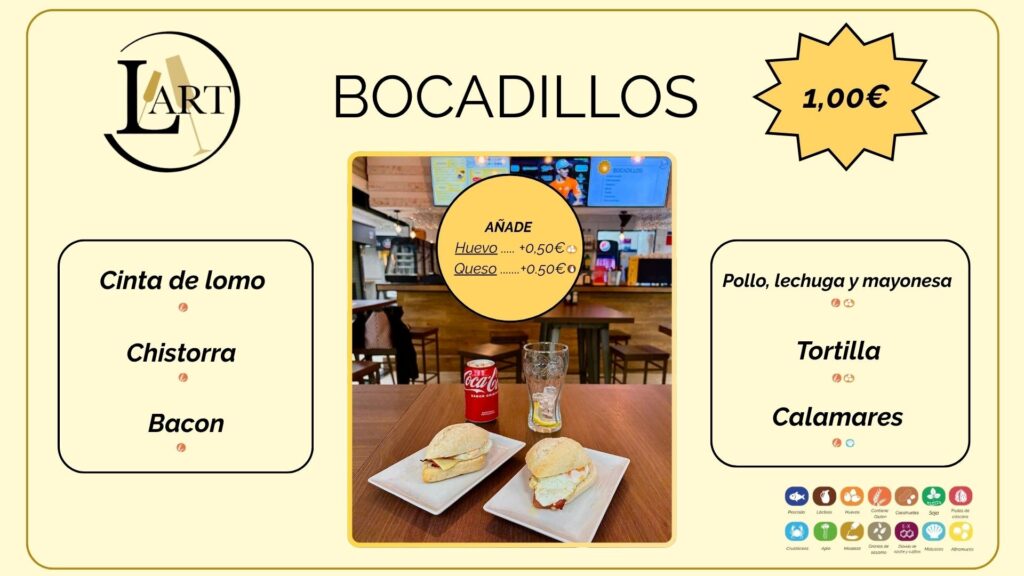 Bar Lart Mercado de ibiza Madrid bocadillos